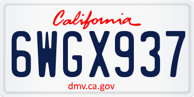 CA license plate 6WGX937
