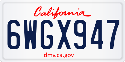 CA license plate 6WGX947