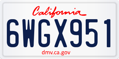 CA license plate 6WGX951