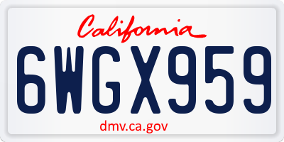 CA license plate 6WGX959