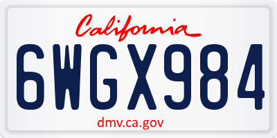 CA license plate 6WGX984
