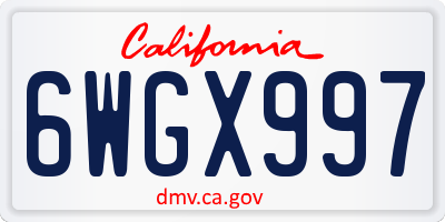 CA license plate 6WGX997