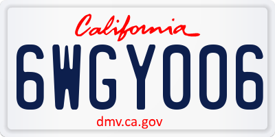 CA license plate 6WGY006