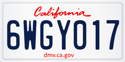 CA license plate 6WGY017