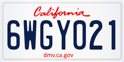 CA license plate 6WGY021