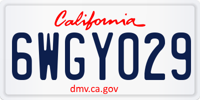 CA license plate 6WGY029