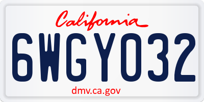 CA license plate 6WGY032
