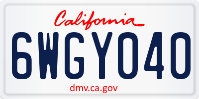 CA license plate 6WGY040