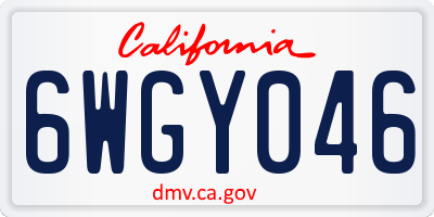 CA license plate 6WGY046