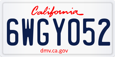 CA license plate 6WGY052
