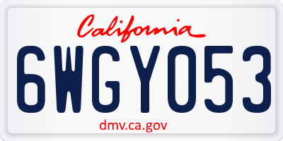 CA license plate 6WGY053