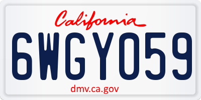 CA license plate 6WGY059