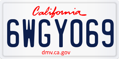 CA license plate 6WGY069