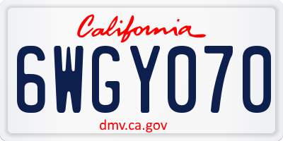 CA license plate 6WGY070