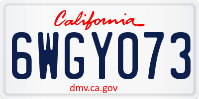 CA license plate 6WGY073