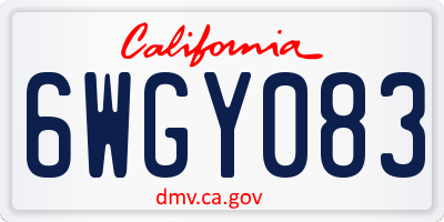 CA license plate 6WGY083