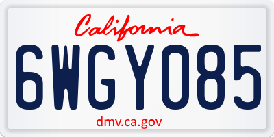 CA license plate 6WGY085