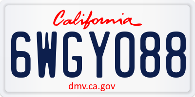 CA license plate 6WGY088