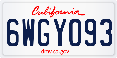 CA license plate 6WGY093