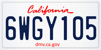 CA license plate 6WGY105