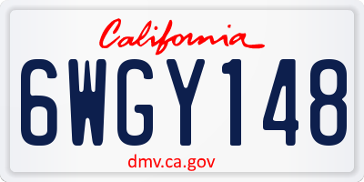 CA license plate 6WGY148