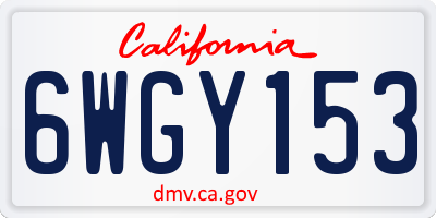 CA license plate 6WGY153