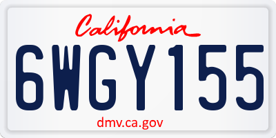CA license plate 6WGY155