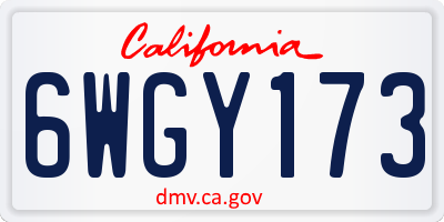 CA license plate 6WGY173