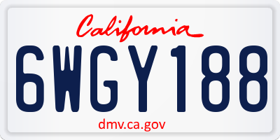 CA license plate 6WGY188