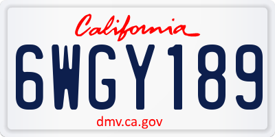 CA license plate 6WGY189