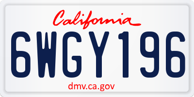CA license plate 6WGY196