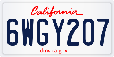 CA license plate 6WGY207