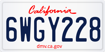 CA license plate 6WGY228