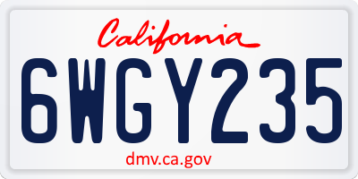 CA license plate 6WGY235