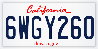 CA license plate 6WGY260