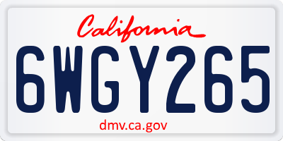 CA license plate 6WGY265