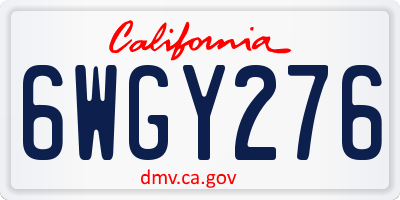 CA license plate 6WGY276