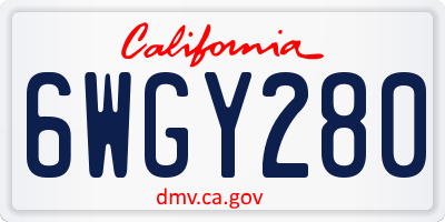 CA license plate 6WGY280