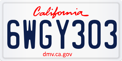 CA license plate 6WGY303