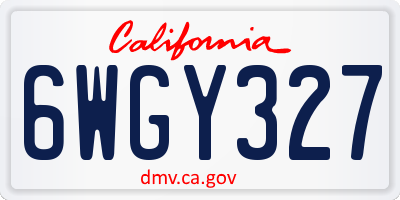 CA license plate 6WGY327