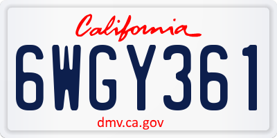 CA license plate 6WGY361
