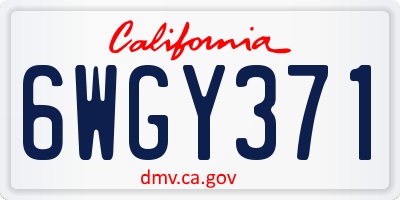 CA license plate 6WGY371