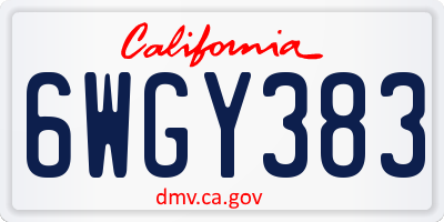 CA license plate 6WGY383