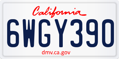 CA license plate 6WGY390