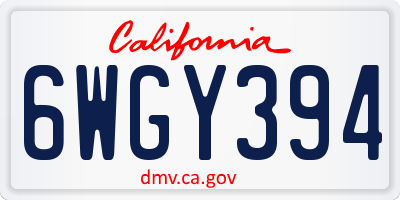CA license plate 6WGY394