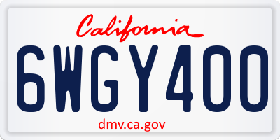 CA license plate 6WGY400