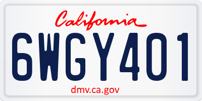 CA license plate 6WGY401