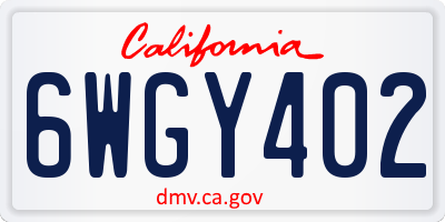 CA license plate 6WGY402