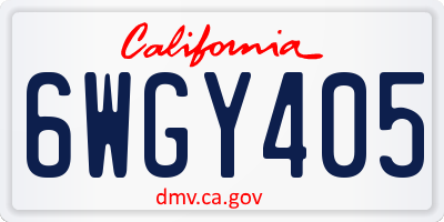 CA license plate 6WGY405