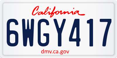 CA license plate 6WGY417